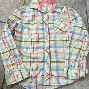 Cat and Jack Girls Pastel Button Down 7/8
